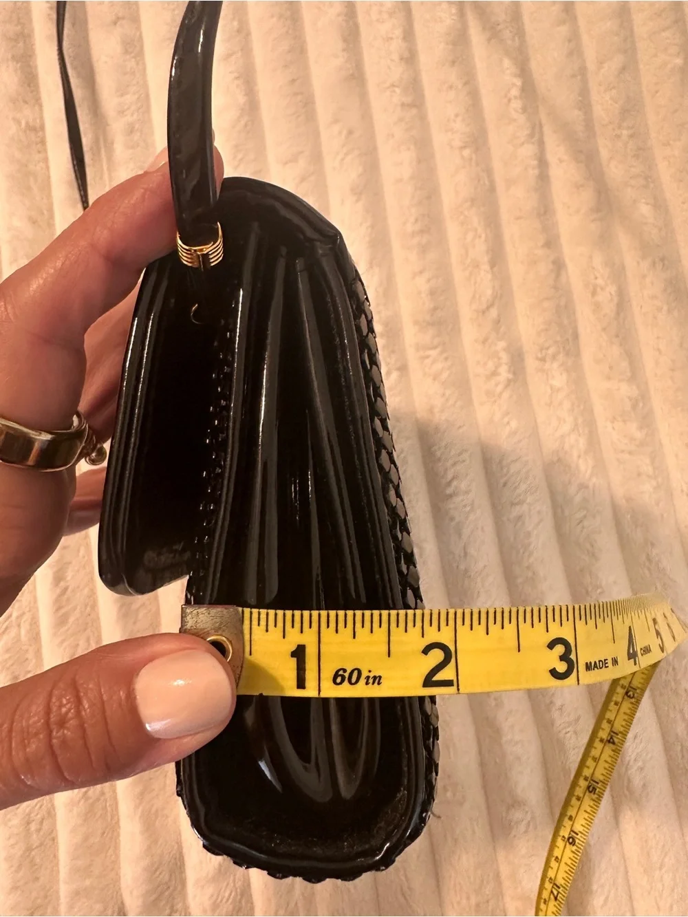 VTG Whiting & Davis Black Metal Mesh Patent Clutch Bag - Women's Evening Handbag